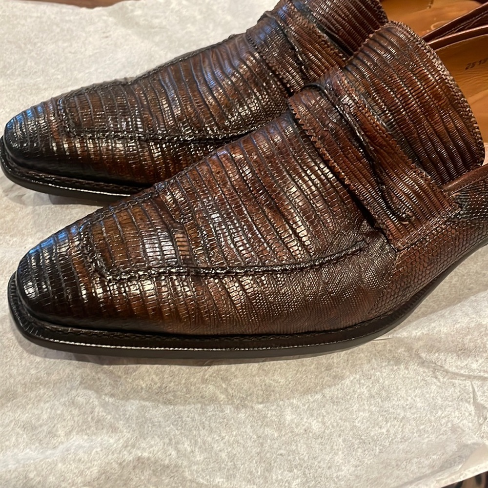 Size 14 Mezlan Custom Lizard Skin Shoes Brown Wine